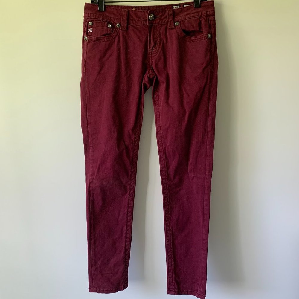Miss Me Burgundy Embellished Skinny jeans